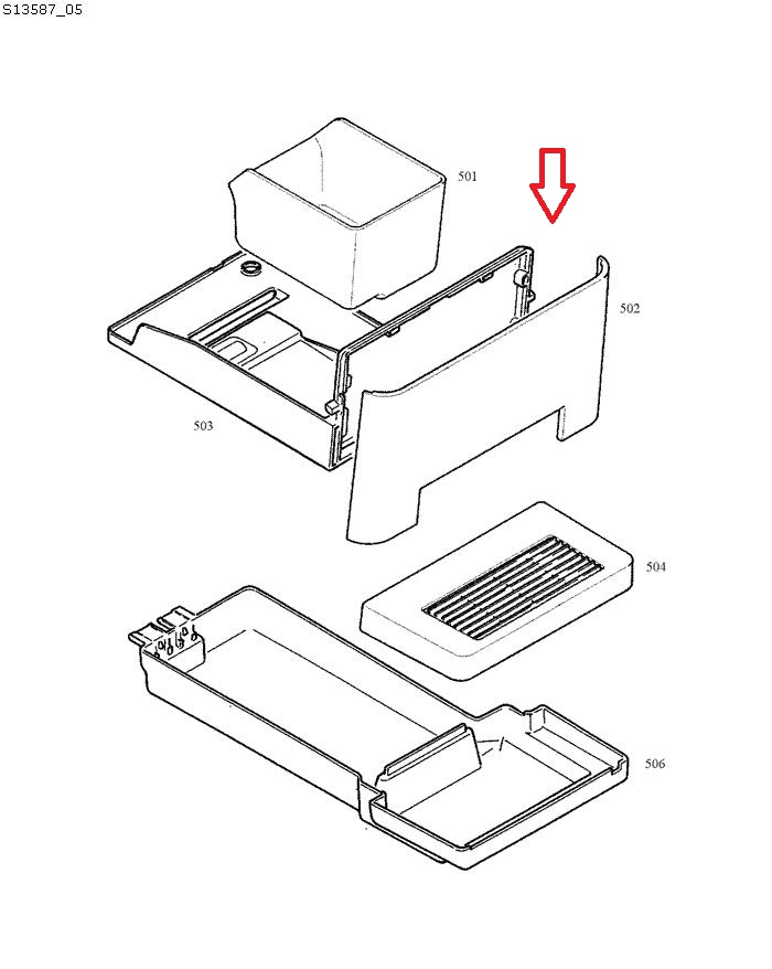 Jura ENA Micro 1-8 Grounds Container Tray Diagram